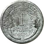Etat Français (1940-1944). 1 franc Graziani ... 