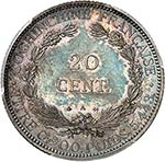 Cochinchine. 20 cent 1879, Paris, frappe de ... 