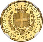 Victor Emmanuel II (1849-1861). 10 lire ... 