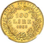 Vatican, Pie IX (1846-1878). 100 lire 1868 ... 