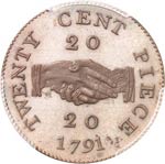 Colonie Britannique. 20 cent 1791 en bronze, ... 