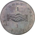 Colonie Britannique. Penny 1791 en bronze, ... 