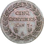 Directoire (1795-1799). 5 centimes An 7, ... 