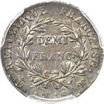 Consulat (1799-1804). Demi franc an 12 T, ... 
