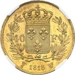 Louis XVIII (1814-1824). 40 francs 1818 W, ... 