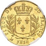Louis XVIII (1814-1824). 20 francs 1814 K, ... 