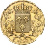 Louis XVIII (1814-1824). 5 francs 1820 A, ... 