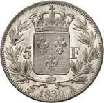 Charles X (1824-1830). 5 francs 1830, Paris, ... 