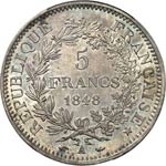 IIe République (1848-1852). 5 francs 1848 ... 