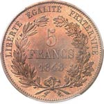 IIe République (1848-1852). 5 francs 1848, ... 
