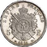 Napoléon III (1852-1870). 5 francs 1861 A, ... 