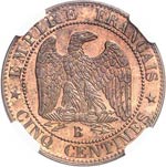Napoléon III (1852-1870). 5 centimes non ... 