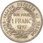 Colonies françaises. Franc (bon pour) 1897, ... 