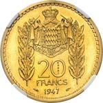 Louis II (1922-1949). 20 francs 1947, essai ... 