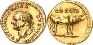 Vespasien (69-79). Aureus 76, Rome.Av. IMP ... 