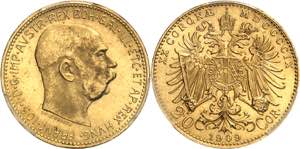 François-Joseph Ier (1848-1916). 20 corona ... 