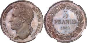 Léopold Ier (1831-1865). Essai de 5 francs, ... 