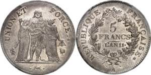 Consulat (1799-1804). 5 francs Union et ... 