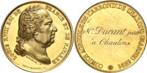 Louis XVIII (1814-1824). Médaille d’or ... 