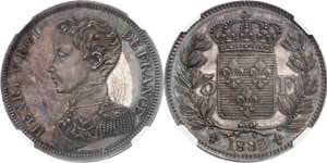Henri V (1820-1883). Piéfort de 5 francs ... 