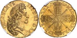 Guillaume III (1694-1702). 5 guinées, 2e ... 