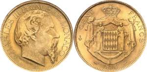 Charles III (1853-1889). 100 (Cent) francs ... 