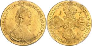 Catherine II (1762-1796). 10 roubles 1778, ... 