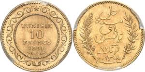Ali III Bey (1882-1902). 10 francs Or 1891 - ... 