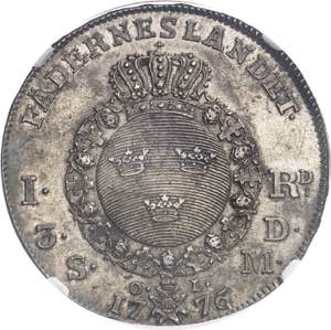 Gustave III (1771-1792). Riksdaler (3 daler ... 