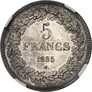 Léopold Ier (1831-1865). 5 francs 1835, ... 