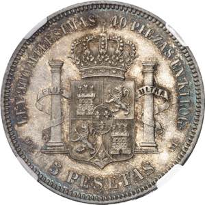 Alphonse XII (1874-1885). 5 pesetas 1875 ... 