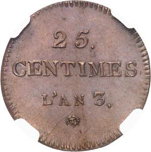 Convention (1792-1795). Essai de 25 centimes ... 