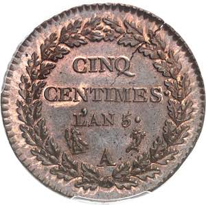 Directoire (1795-1799). Cinq centimes ... 