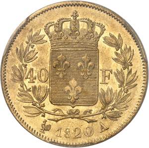 Louis XVIII (1814-1824). 40 francs 1820/10, ... 