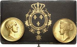 Henri V (1820-1883). Coffret de 2 médailles ... 