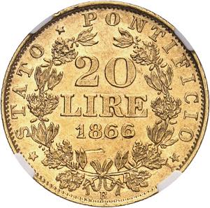 Vatican, Pie IX (1846-1878). 20 lire 1866 - ... 