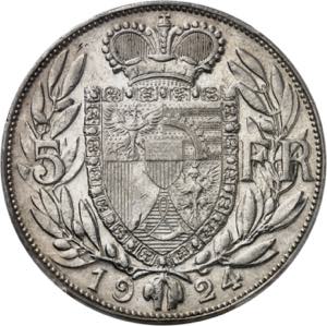 Jean II, prince (1858-1929). 5 francs 1924, ... 