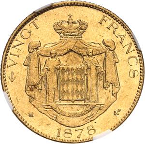 Charles III (1853-1889). 20 (vingt) francs ... 