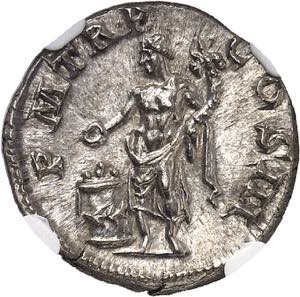 Hadrien (117-138). Denier 119-122, Rome. NGC ... 