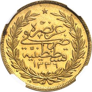 Mehmed VI (1918-1922). 250 kurush AH 1336/5 ... 