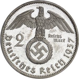 IIIe Reich (1933-1945). 2 mark Hindenburg, ... 