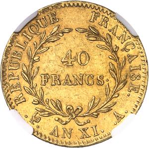 Consulat (1799-1804). 40 francs Bonaparte, ... 