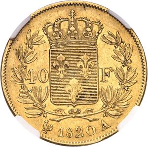 Louis XVIII (1814-1824). 40 francs 1820/10, ... 