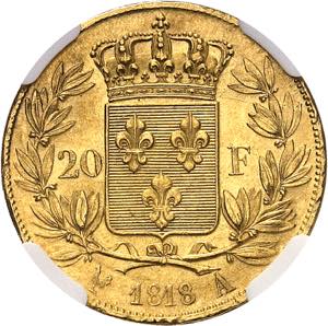 Louis XVIII (1814-1824). 20 francs tête nue ... 