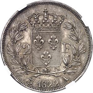 Louis XVIII (1814-1824). 2 francs 1822, A, ... 