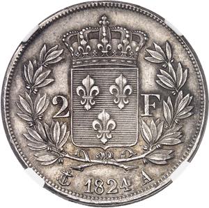 Louis XVIII (1814-1824). 2 francs 1824, A, ... 