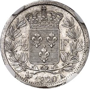 Louis XVIII (1814-1824). 1/2 franc 1820, A, ... 