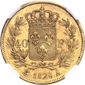 Charles X (1824-1830). 40 Francs, 2e type ... 