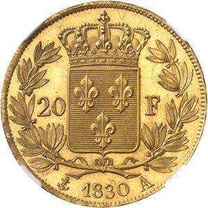 Charles X (1824-1830). 20 francs, tranche ... 