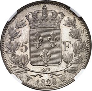 Charles X (1824-1830). 5 francs, 2e type ... 